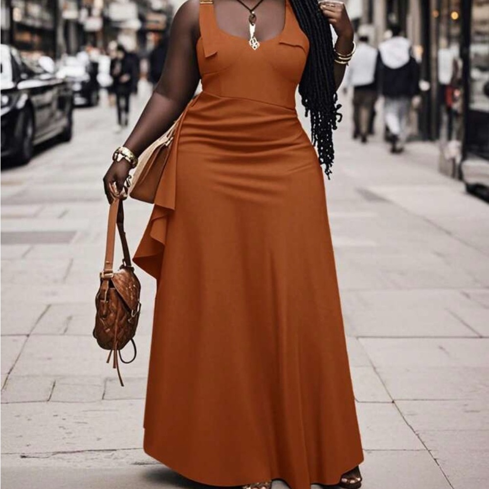 Elegant Tan Maxi Dress